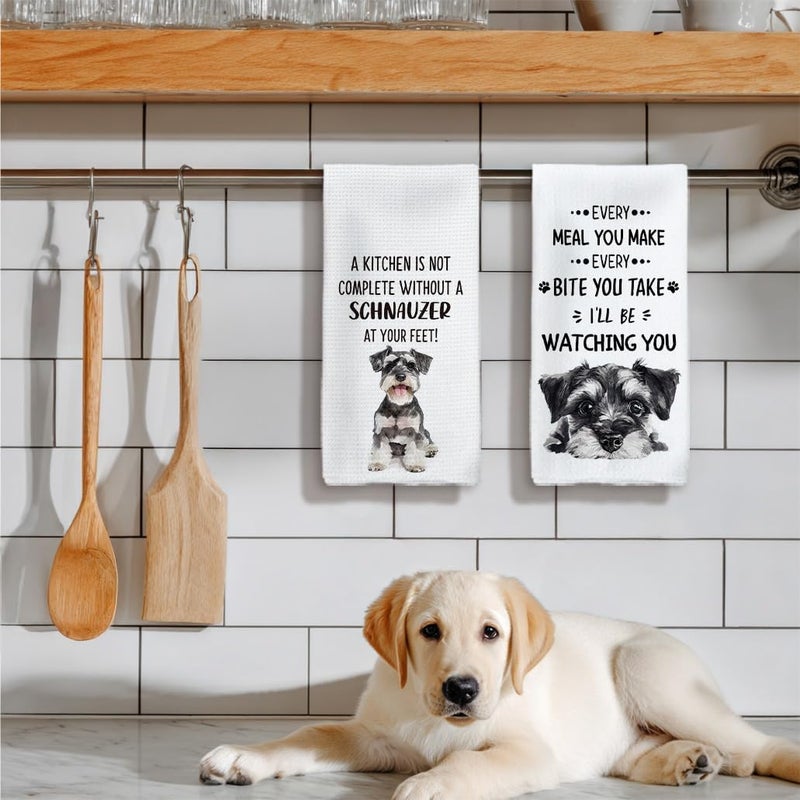 Tzhim Schnauzer Gifts Kitchen Towels Set of 2, Schnauzer Gifts for Women, Schnauzer Decor Dish Towels Tea Towels for Kitchen, Schnauzer Decorative Hand Towels, Dog Kitchen Bathroom Decor, 16x24inch - Image 5